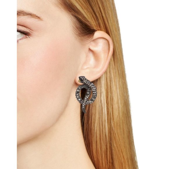 NEW Alexis Bittar Coiled Serpent Black Snake Earrings - Picture 3 of 5